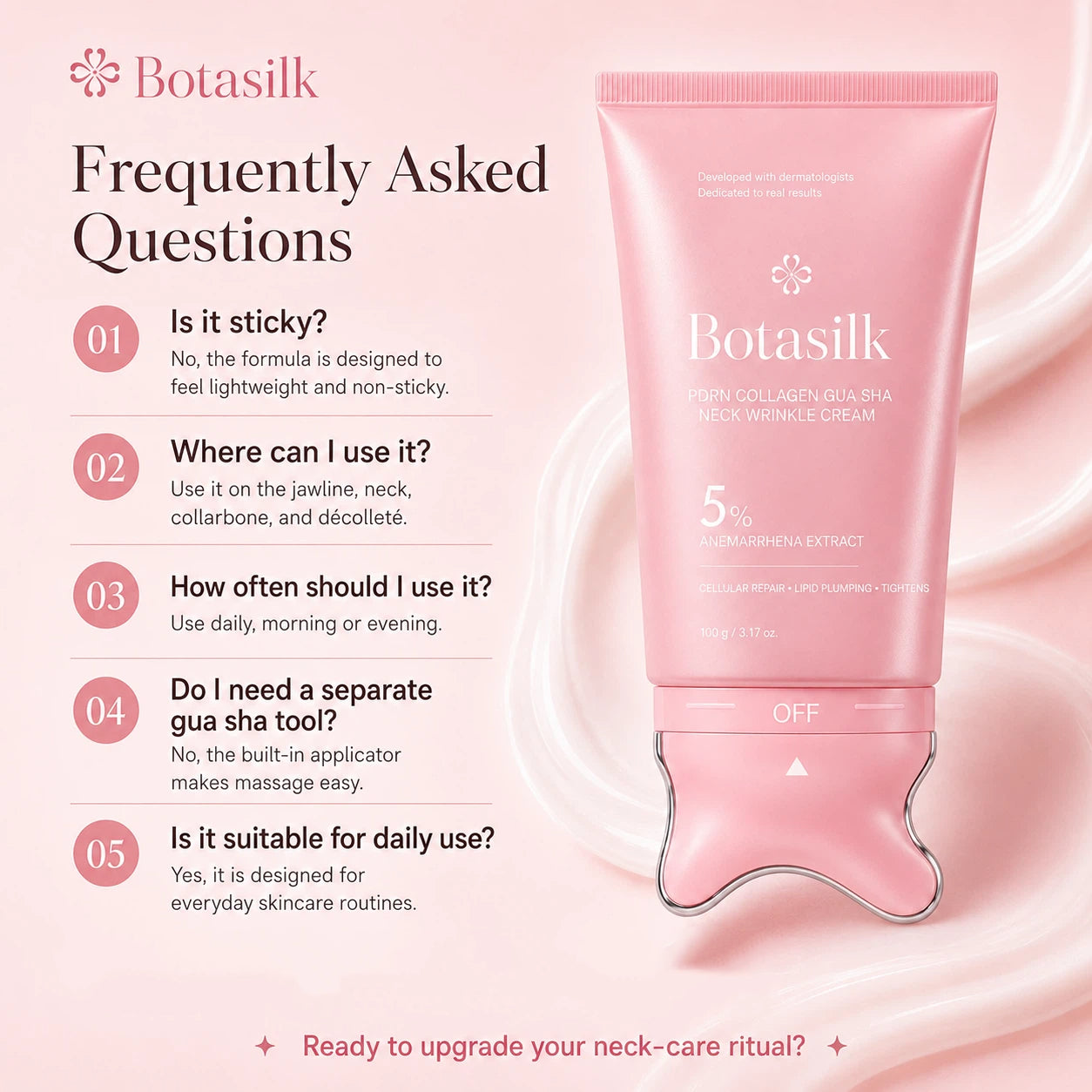【NEW】Botasilk PDRN Collagen Neck Wrinkle Cream | Built-In Massager