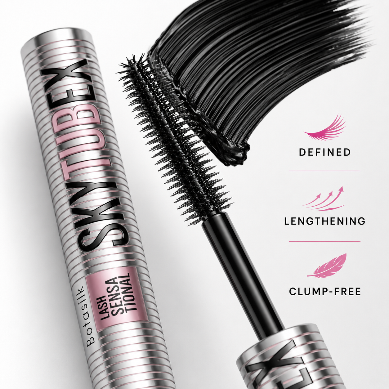 SkyTubex Tubing Mascara, 24H Extension-Like Length & Volume, Smudge-Proof