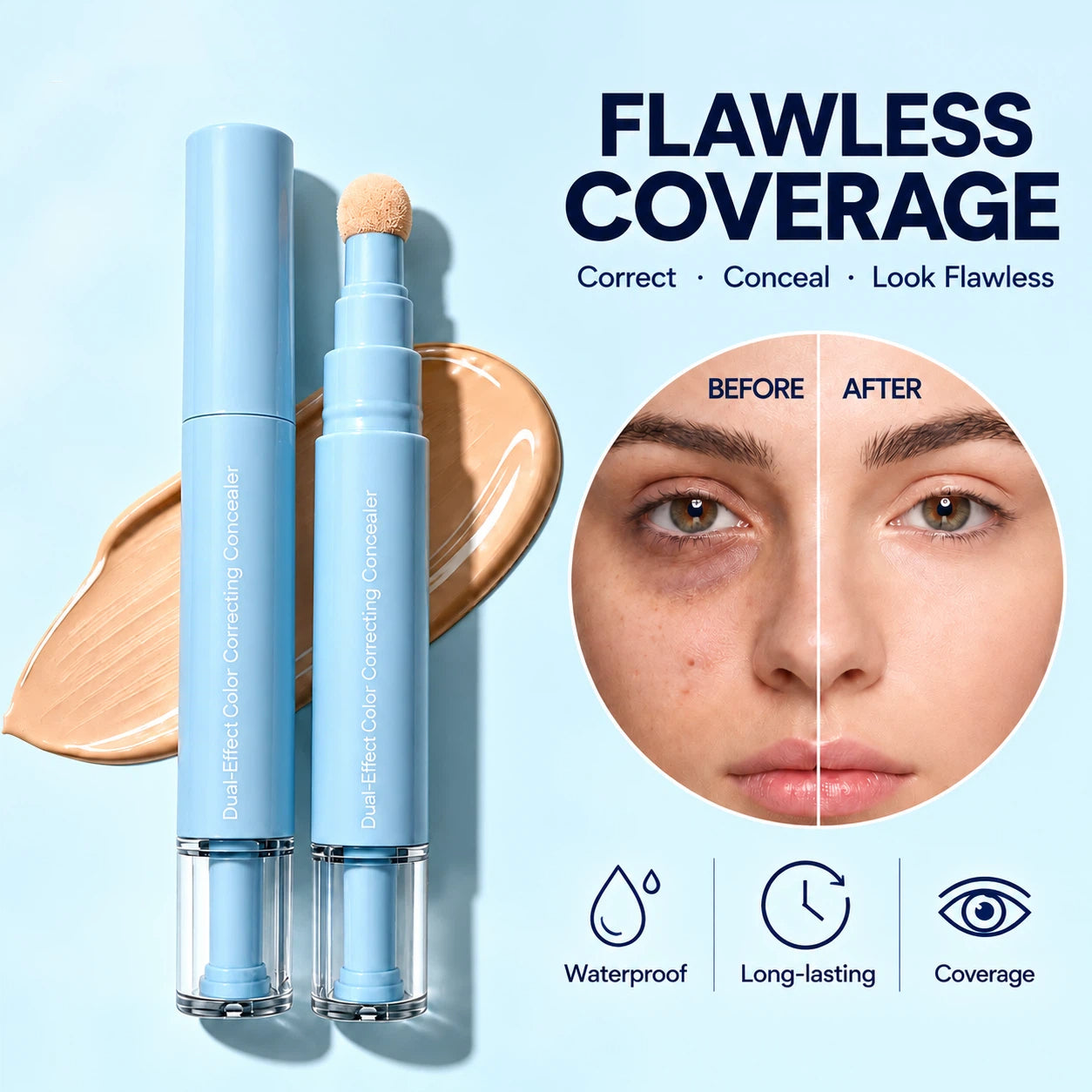✨24H Full Coverage Color Correcting Concealer & Matte Pressed Powder