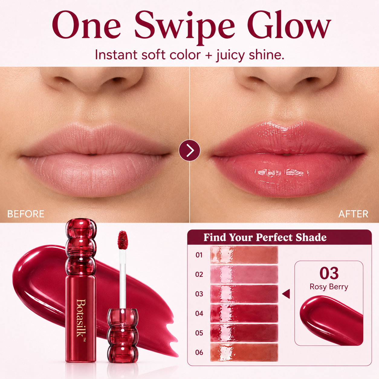 Botasilk™ Deep Glaze Lip Gloss | Korean Sugar-Coated High Shine & Lightweight