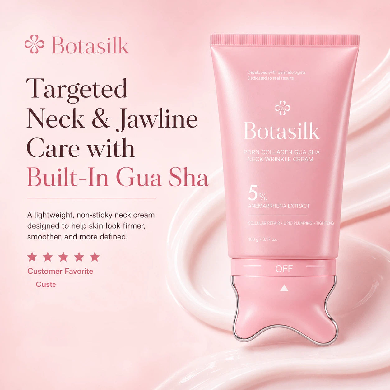 【NEW】Botasilk PDRN Collagen Neck Wrinkle Cream | Built-In Massager