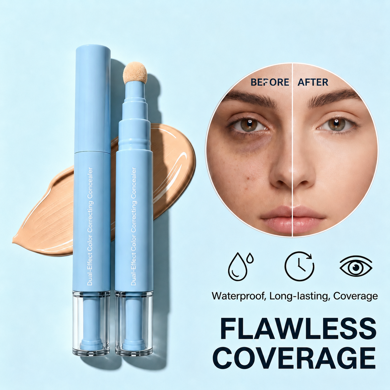 Before and after concealer coverage