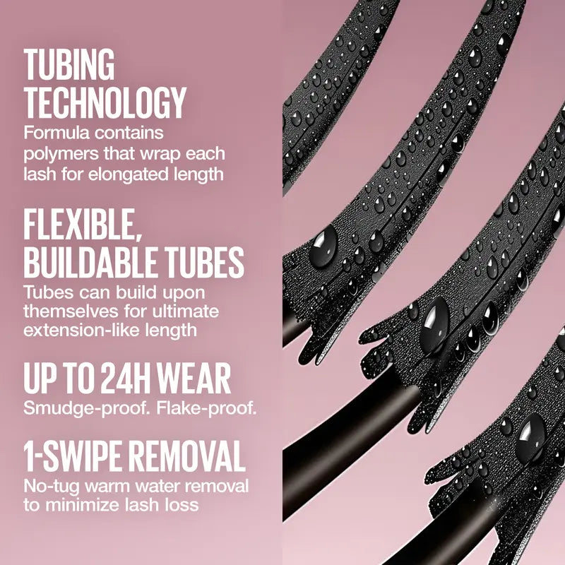 SkyTubex Tubing Mascara, 24H Extension-Like Length & Volume, Smudge-Proof