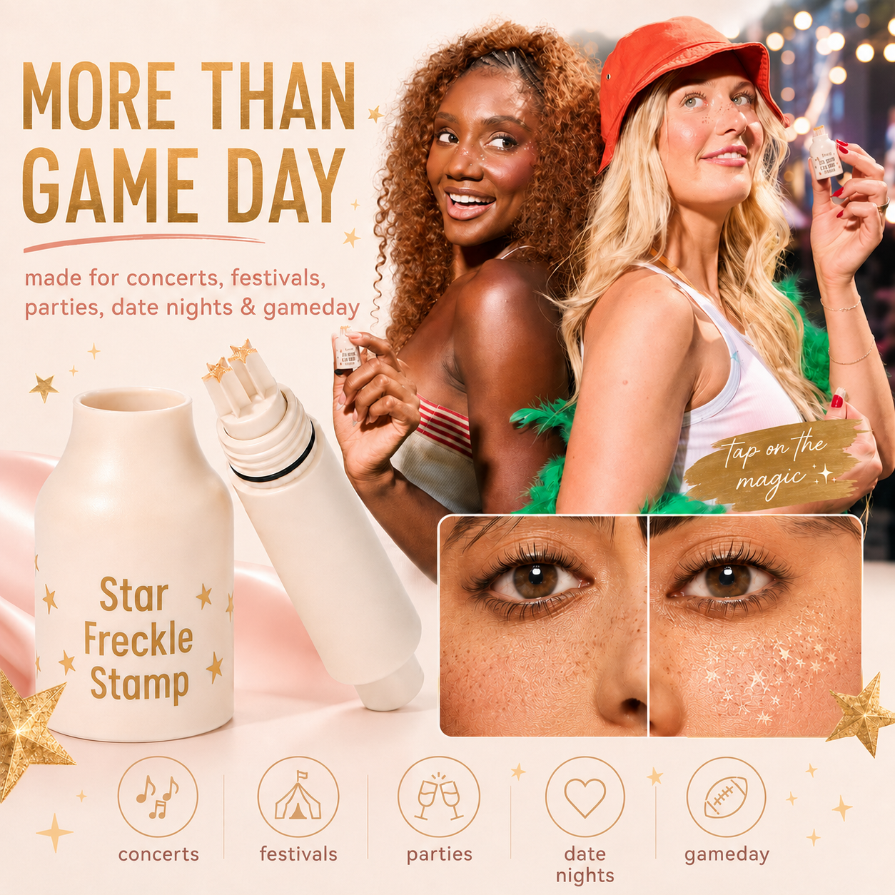 Star Freckle Stamp for concerts festivals parties date nights and game day