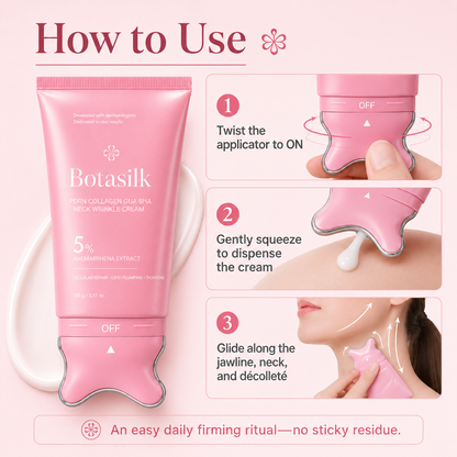【NEW】Botasilk PDRN Collagen Neck Wrinkle Cream | Built-In Massager