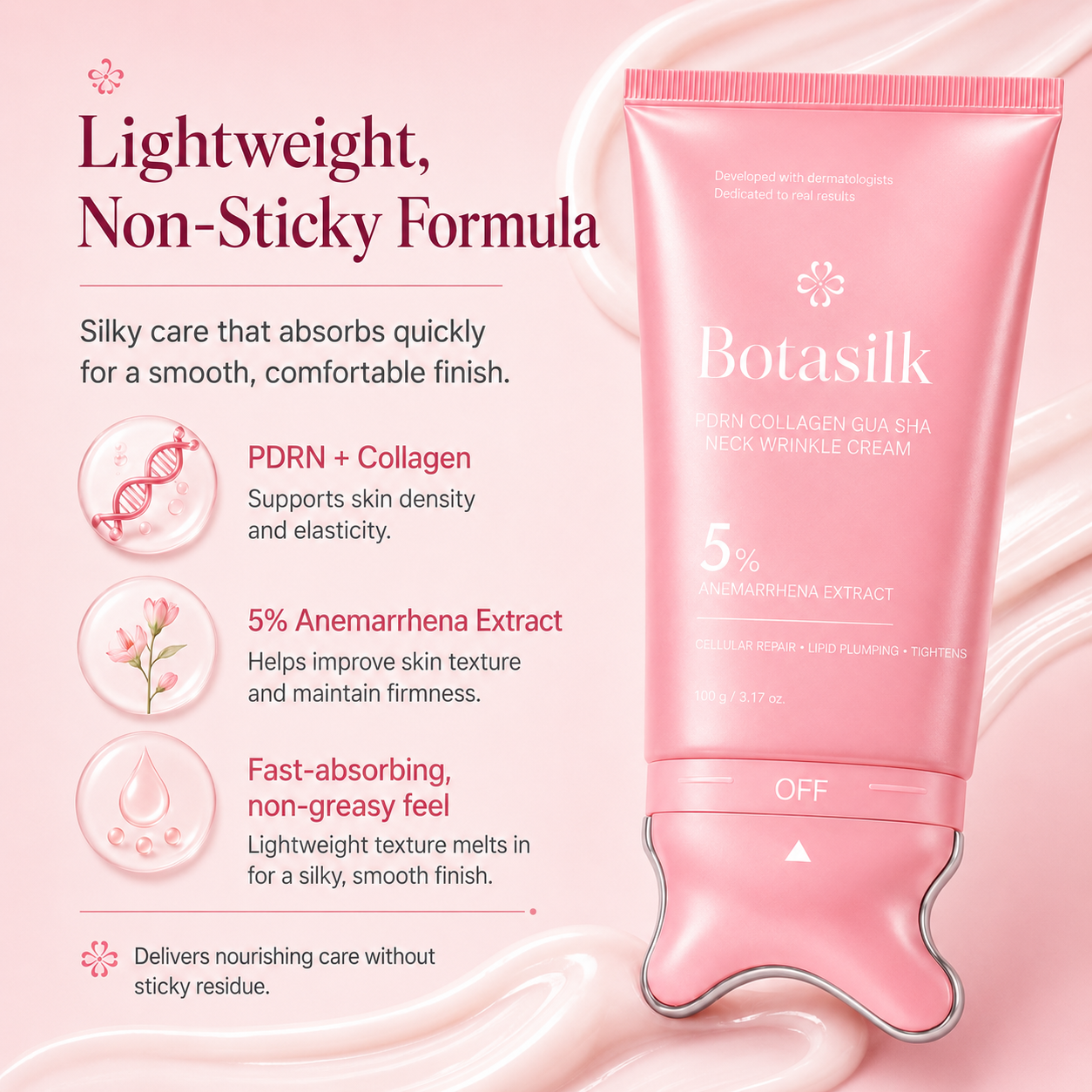 【NEW】Botasilk PDRN Collagen Neck Wrinkle Cream | Built-In Massager