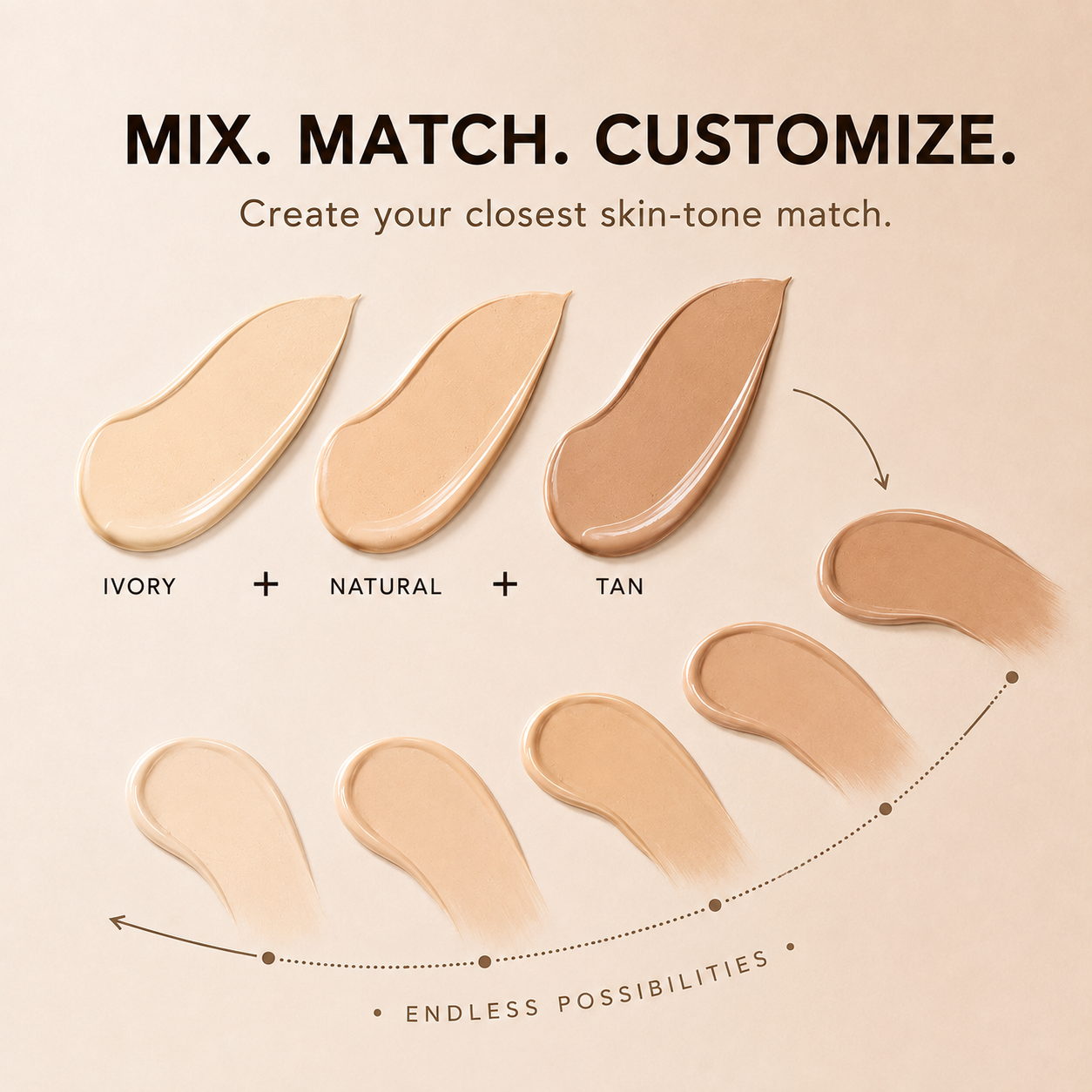 Ivory Natural and Tan concealer shades can be blended together