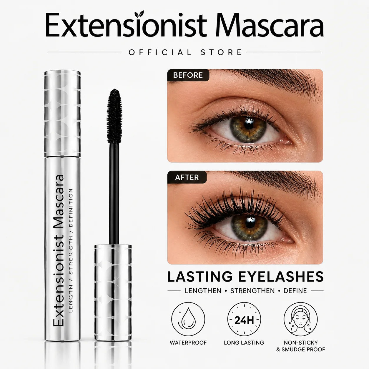 Extensionist Mascara before and after comparison