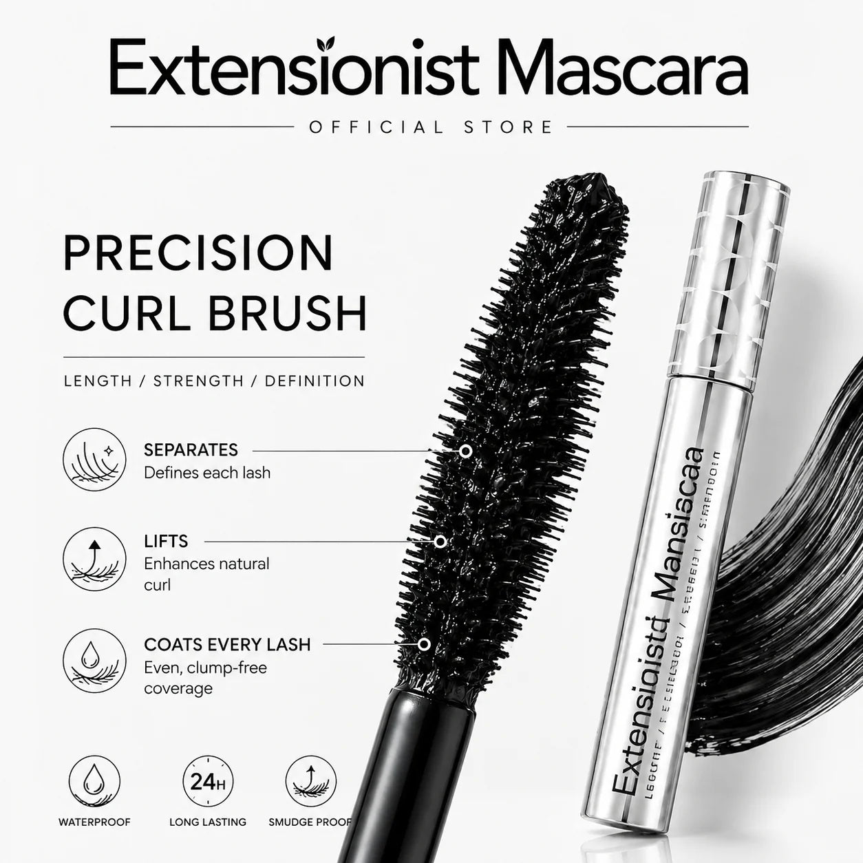 Close-up of Extensionist Mascara curved precision brush