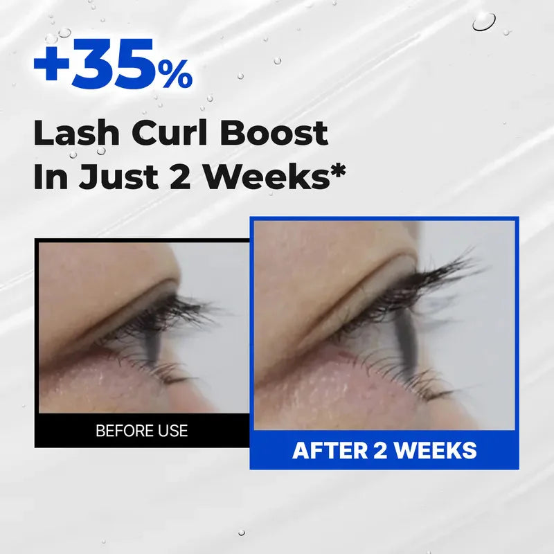 Before and after appearance of lash curl