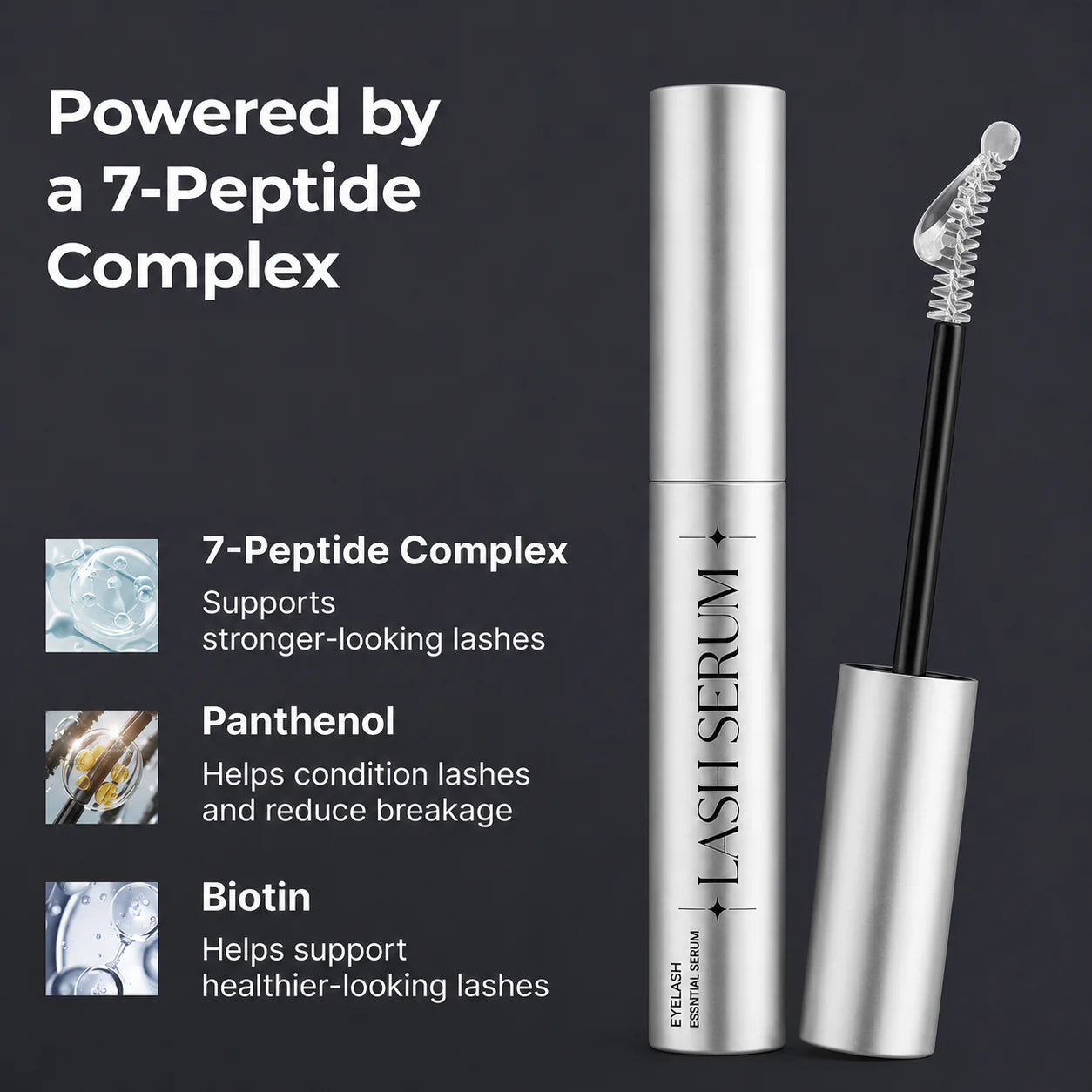 Lash serum with 7-peptide complex, panthenol and biotin